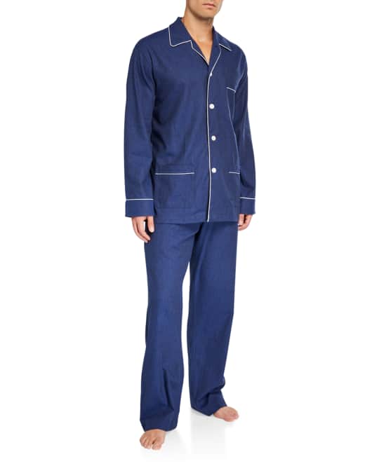 Derek Rose Men's Balmoral 3 Cotton Pajamas w/ Piping | Neiman Marcus