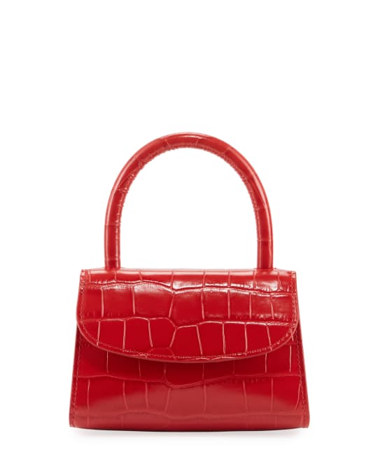 BY FAR Mini Croc-Embossed Leather Top-Handle Bag, Red | Neiman Marcus