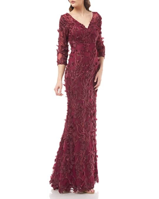 Ruffle off the shoulder gown carmen marc valvo infusion sale