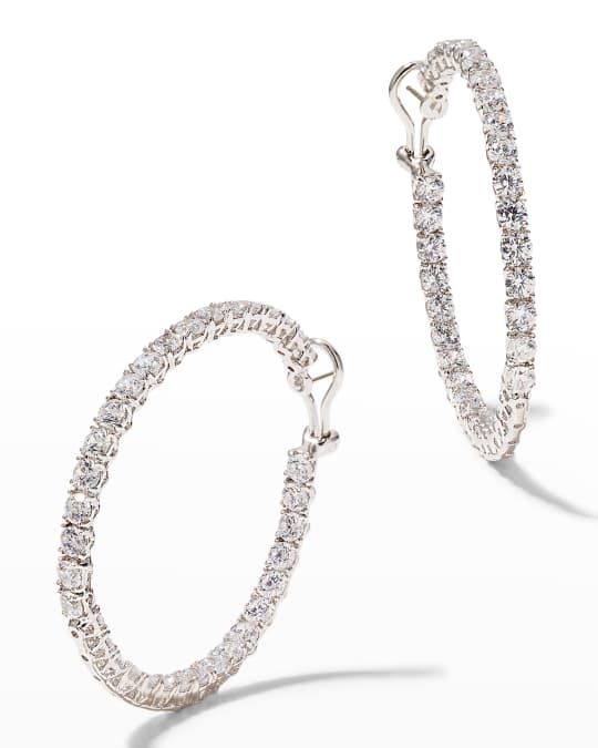 Cubic Zirconia Hoop Earrings, Extra Large