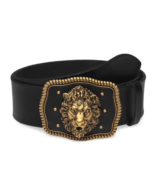 Gucci Men's Leather Lion Head Belt | Neiman Marcus