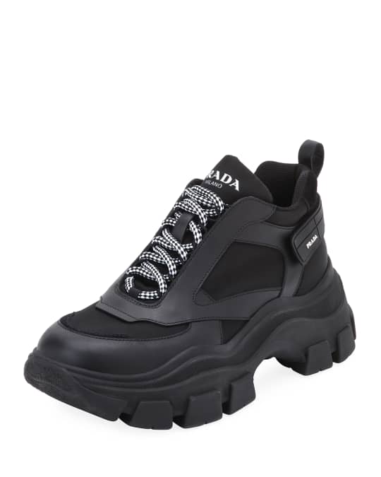 Prada Men's Pegasus Nylon %26 Leather Chunky Sneakers | Neiman Marcus