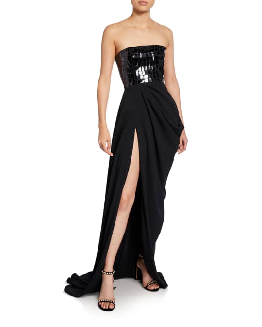 Alex Perry Reptile-Sequined Strapless Column Gown | Neiman Marcus