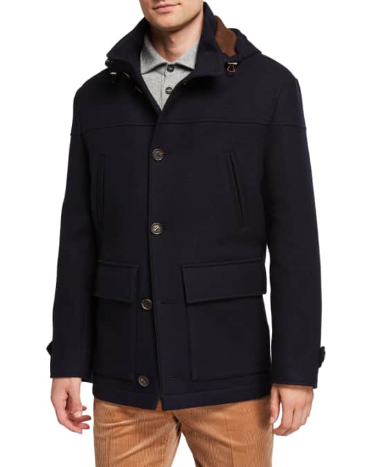 Brunello Cucinelli Men's Wool Paddington Coat | Neiman Marcus