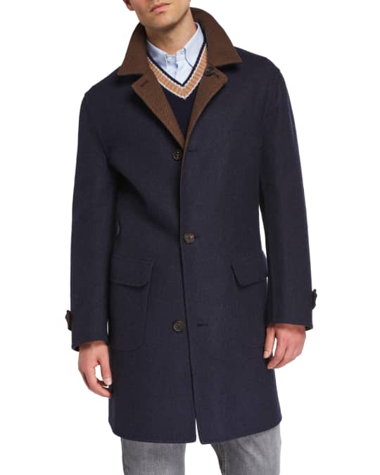 Brunello Cucinelli Men's Reversible Wool Topcoat | Neiman Marcus