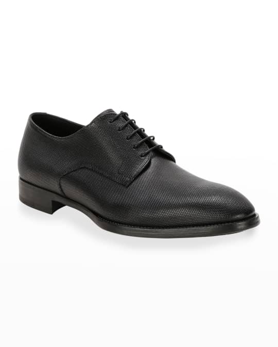 Giorgio Armani Men's Textured Leather Derby Shoes | Neiman Marcus