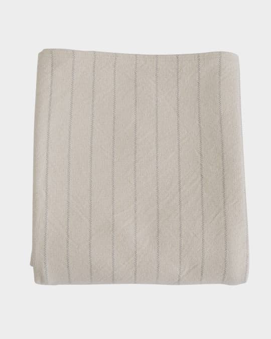Pinstripe Herringbone Cotton Blanket, Classic Gray