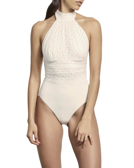 Amaio Renee High Mesh Maillot One Piece Swimsuit Neiman Marcus