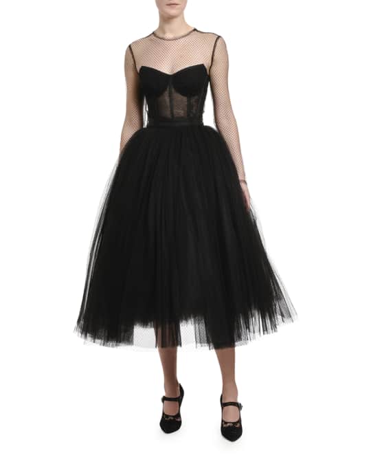 Netted Illusion Bustier Tulle Dress