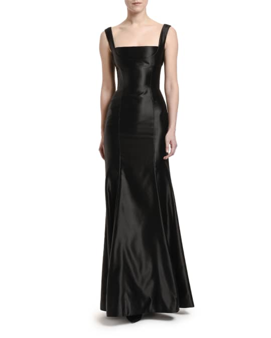 Dolce&Gabbana Stretch Duchesse Satin Square-Neck Gown | Neiman Marcus