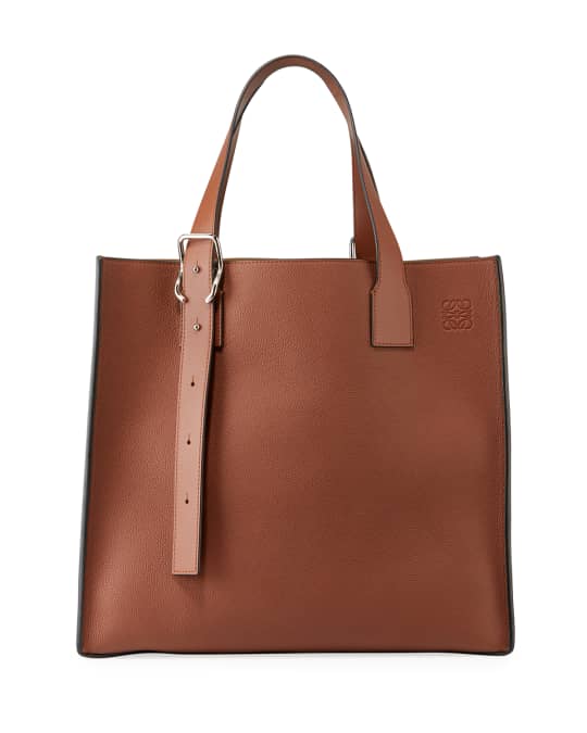 Loewe Men's Leather Tote Bag with Buckle Straps Neiman Marcus