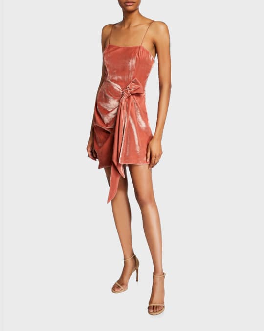 Cinq a Sept Kiki Draped Velvet Mini Dress | Neiman Marcus