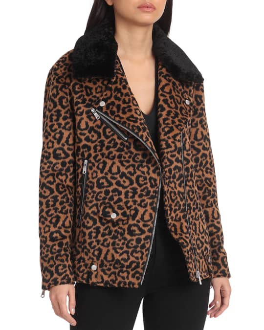 Avec les filles long sherpa biker coat shop