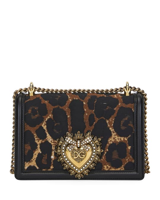 Dolce&Gabbana Leopard Jacquard Devotion Crossbody Bag | Neiman Marcus