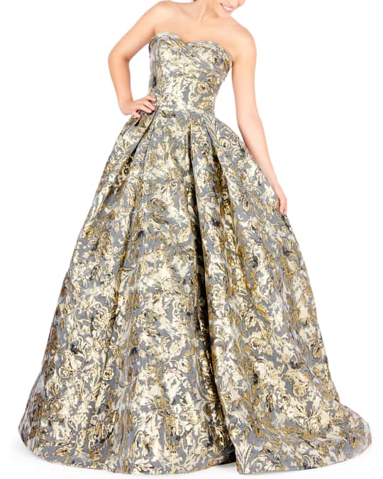 Mac Duggal Strapless Floral Brocade Ball Gown | Neiman Marcus