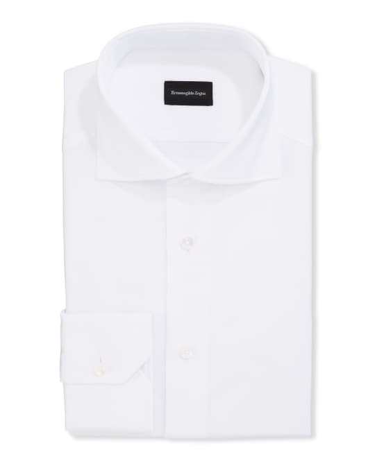 ZEGNA Men's Solid Royal Oxford Trim-Fit Dress Shirt | Neiman Marcus