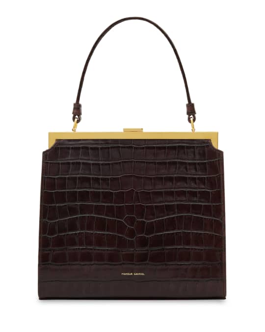 Mansur Gavriel Elegant Crocodile-Embossed Top-Handle Bag | Neiman Marcus