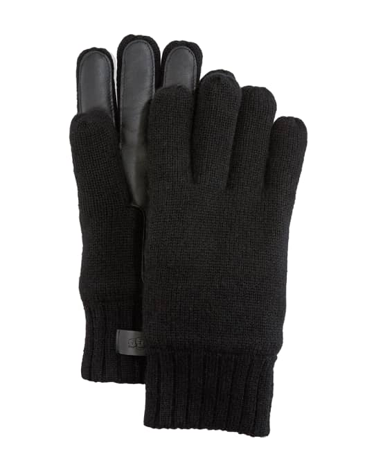 UGG Men's Wool/Cashmere Gloves with Leather Palm Patch | Neiman Marcus