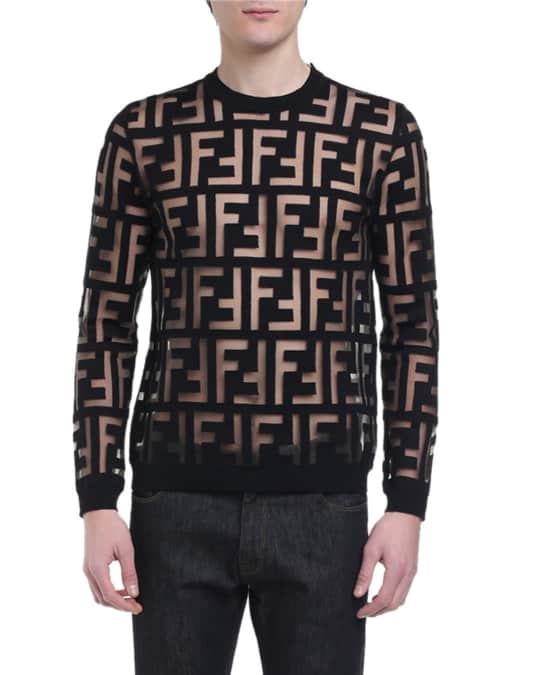 Fendi Men s Sheer FF Crewneck Sweater Neiman Marcus
