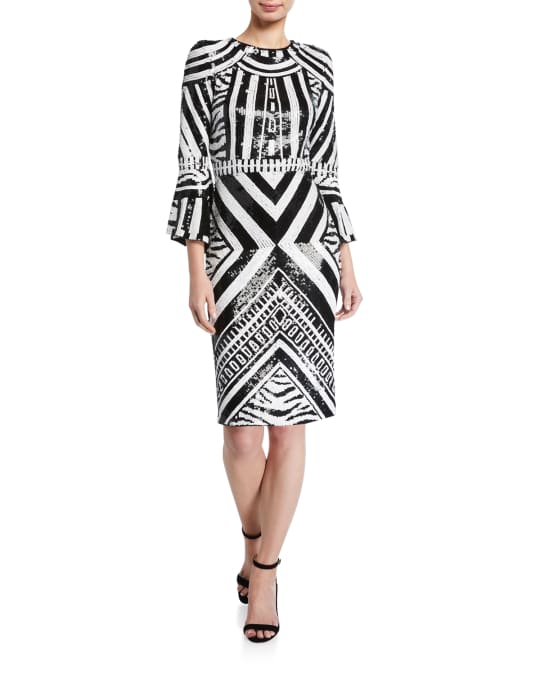 Alice + Olivia Jae Sequined Fitted Midi Dress | Neiman Marcus