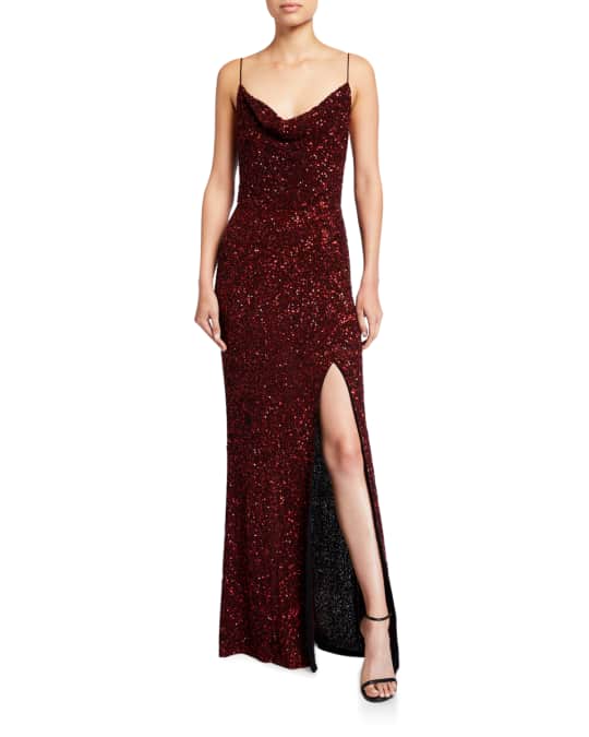 Alice and olivia sales diana cowl neck gown