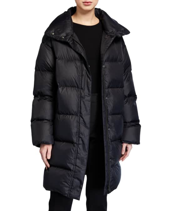 Eileen Fisher Recycled Nylon Funnel-Neck Puffer Coat | Neiman Marcus