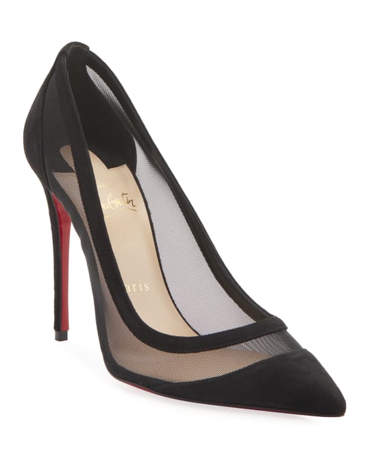 Christian Louboutin Galativi Suede Mesh Red Sole Pumps Neiman Marcus