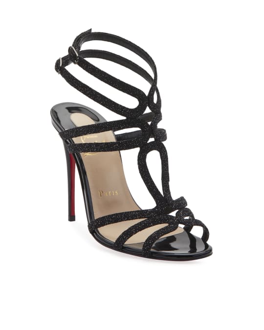 Christian Louboutin Renee Glitter Red Sole Sandals, Black | Neiman Marcus