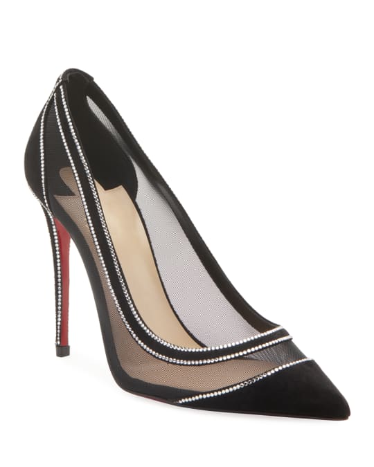 Christian Louboutin Galativi Mesh Strass Red Sole Pumps Neiman