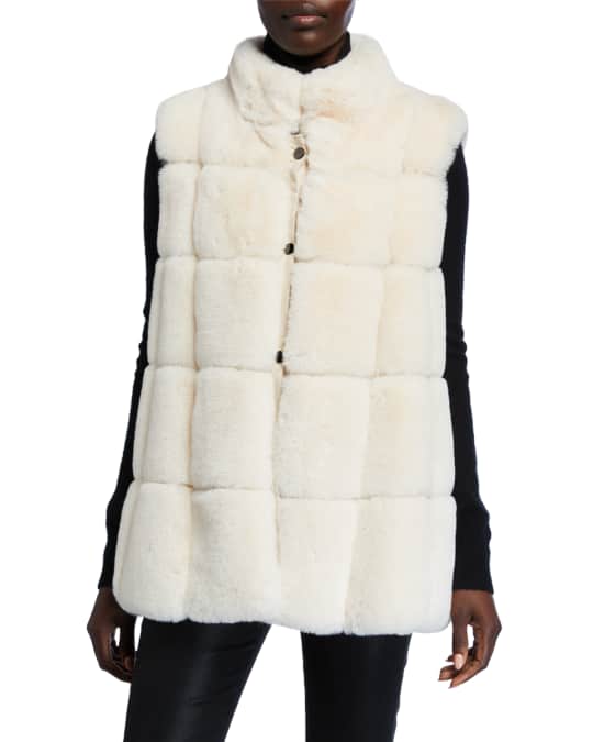 Neiman marcus faux fur vest top