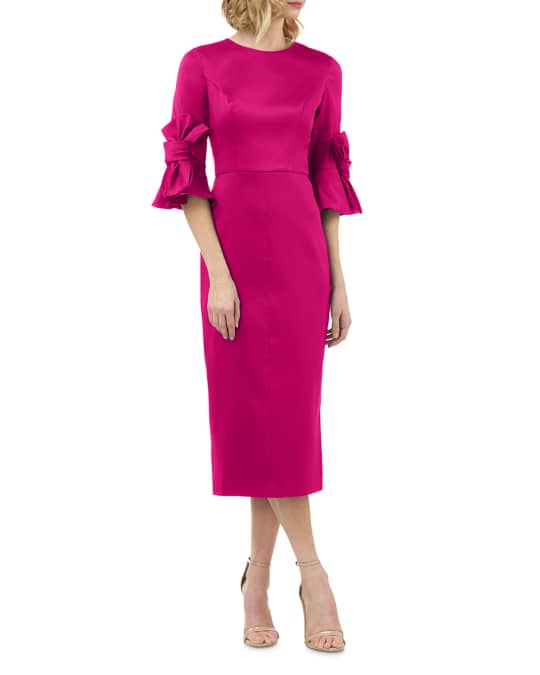 Kay Unger New York Stretch Mikado Sheath Dress with 3D Bow Details Neiman Marcus