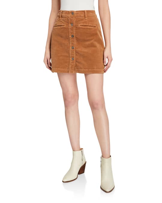 7 for all mankind Button-Front Mini Skirt | Neiman Marcus
