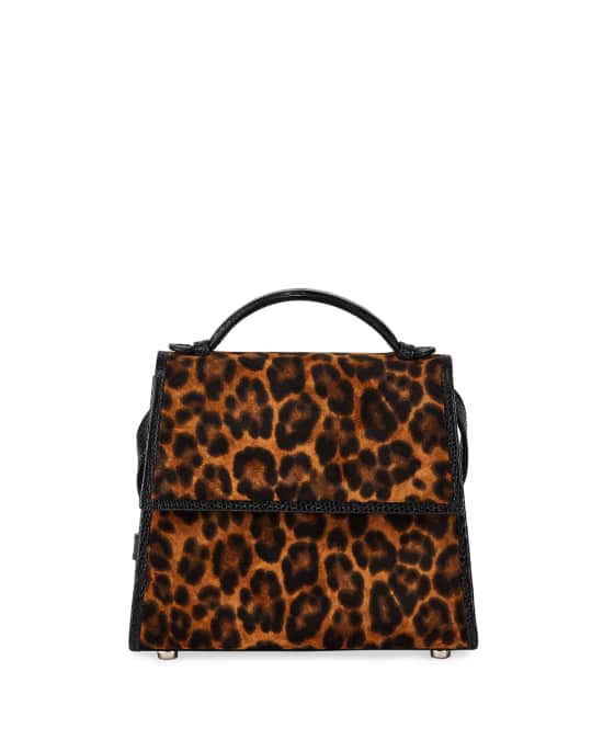 Small Leopard-Print Suede Top-Handle Bag