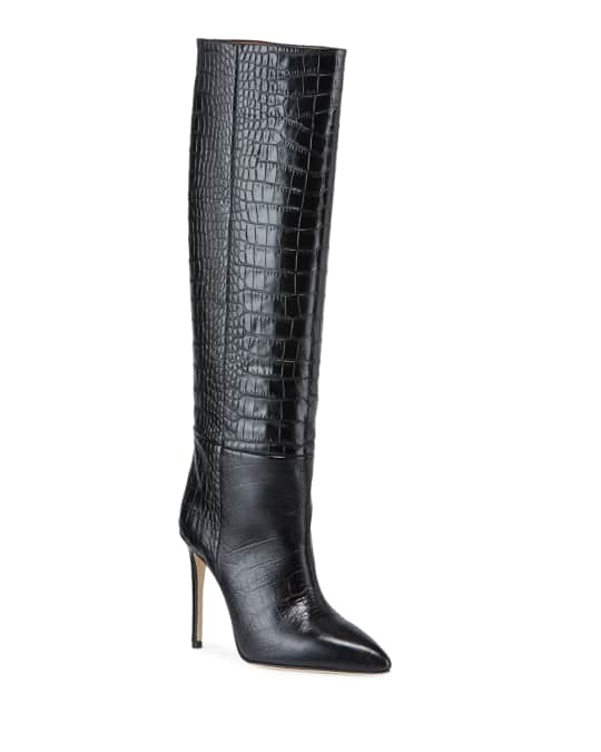Paris Texas Croc-Embossed Leather Stiletto Boots | Neiman Marcus