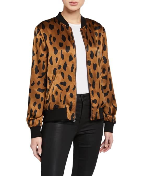 L'Agence Ollie Printed Silk Bomber Jacket | Neiman Marcus