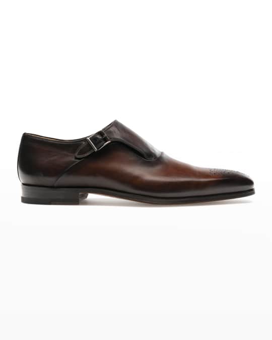 Magnanni for Neiman Marcus Men s Reset Single Monk Leather Shoes