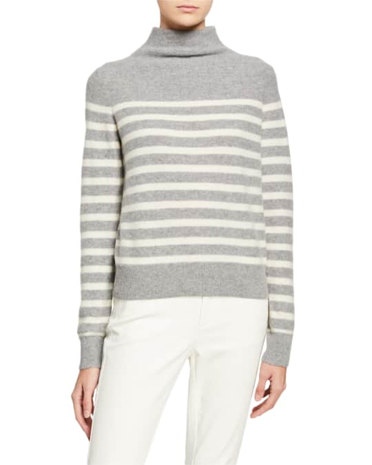 Vince Breton Stripe Cashmere Turtleneck Sweater | Neiman Marcus