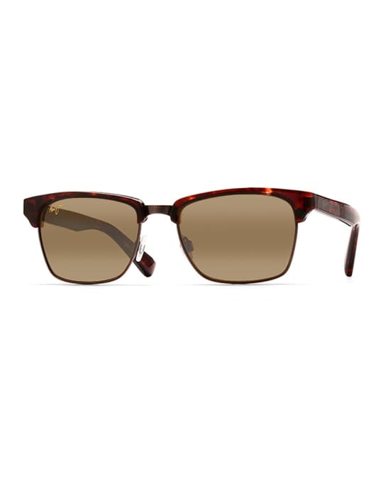 Maui Jim Men's Kawika Polarized HalfRim Sunglasses Neiman Marcus