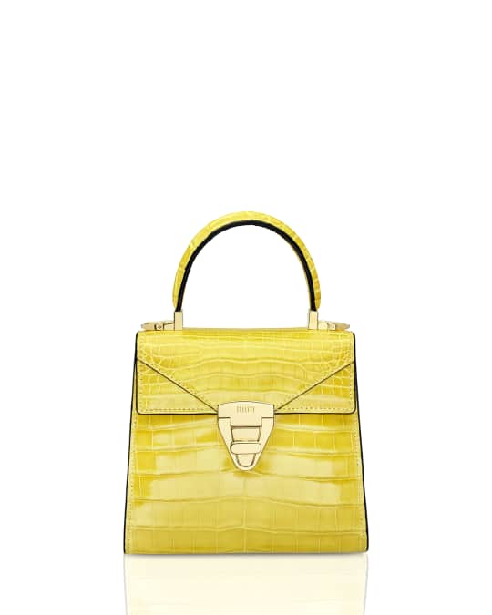 Mini Trapezoid Crocodile Top Handle Bag Yellow