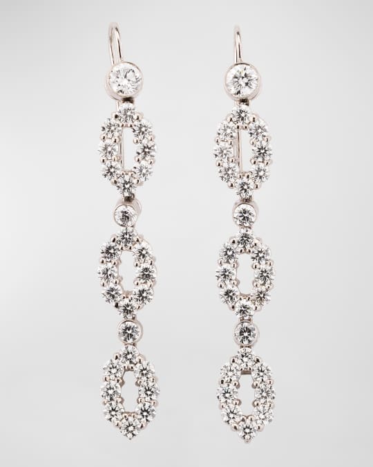 Estate Platinum 3-Oval Diamond Drop Earrings