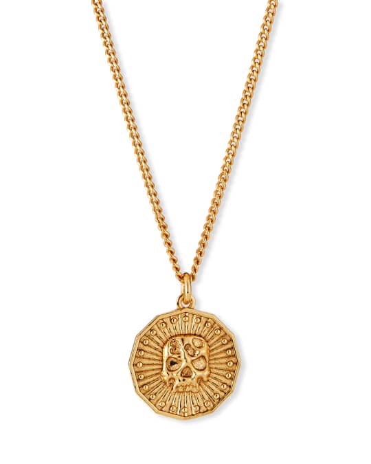 Emanuele Bicocchi Men's Skull Medallion Pendant Necklace, Golden