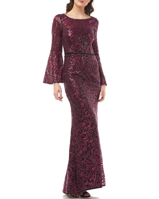Sequin embroidered trumpet gown on sale carmen marc valvo infusion