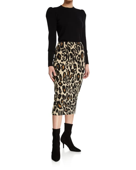 Diane von Furstenberg Kara Leopard-Print Midi Skirt | Neiman Marcus