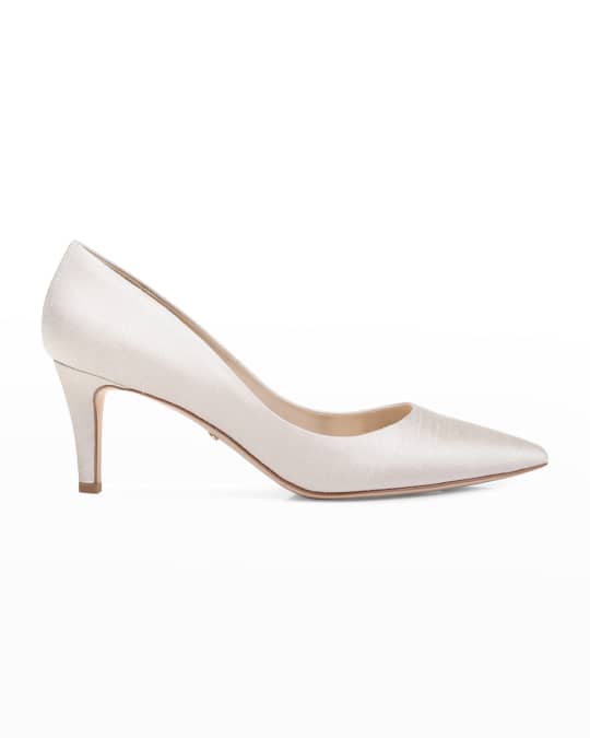 Badgley Mischka Lana Silk Mid Heel Pumps Neiman Marcus