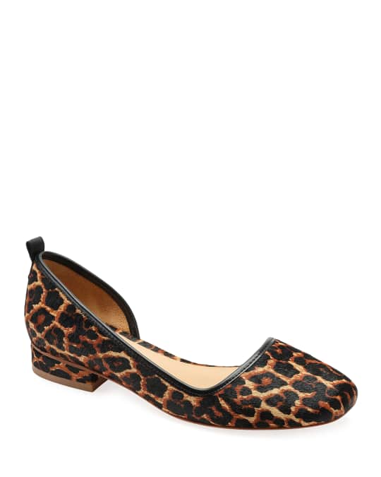 Bill Blass Lola Leopard Calf Hair Ballet Flats Neiman Marcus