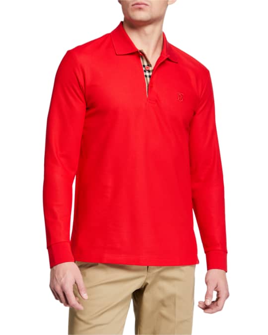 Red long sleeve burberry shirt outlet