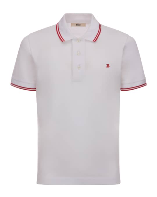 Bally Men's Cotton Pique Polo Shirt with B Logo | Neiman Marcus