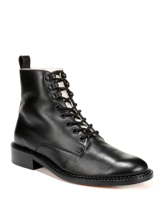Vince Cabria Lace Up Booties with Shearling Trim Neiman Marcus