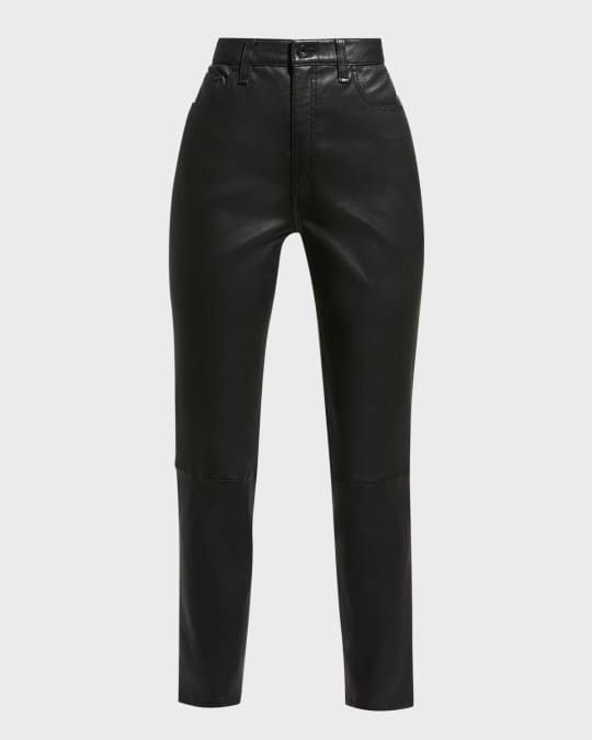 Veronica Beard Beverly High Rise Skinny Flared Faux Leather Jeans