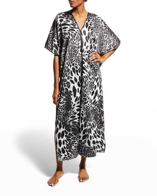 Natori Luxe Leopard Satin Caftan Neiman Marcus